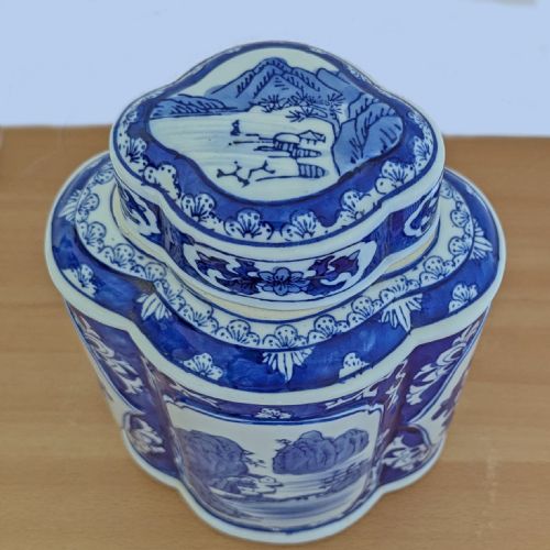 ANTIQUE CHINESE GINGER JAR BLUE AND WHITE CERAMICS POTICHE WITH LID 9 HIGH RARE - ADDITIONAL PHOTO 4