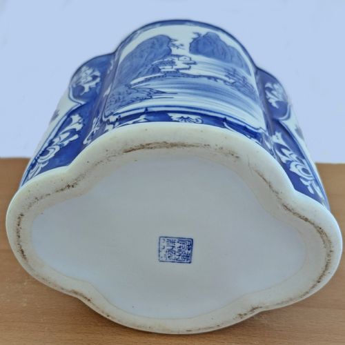 ANTIQUE CHINESE GINGER JAR BLUE AND WHITE CERAMICS POTICHE WITH LID 9 HIGH RARE - ADDITIONAL PHOTO 5