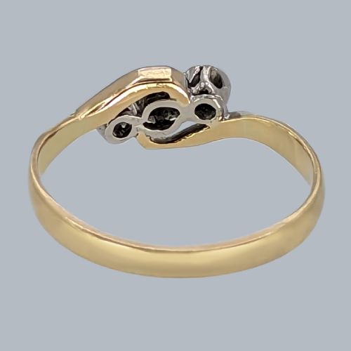 VINTAGE TRILOGY TWIST RING 18CT GOLD PLATINUM ANTIQUE DIAMOND ENGAGEMENT RING - ADDITIONAL PHOTO 4