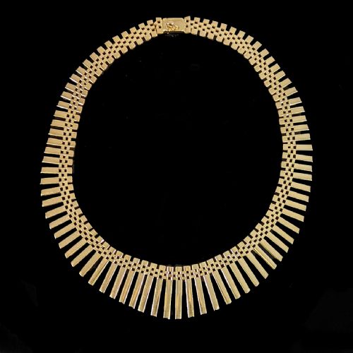 18ct gold necklace italian cleopatra 1960s graduated fringe vintage necklace 48grams - CATEGORY: ANTIQUE JEWELLERY - DATED 1960