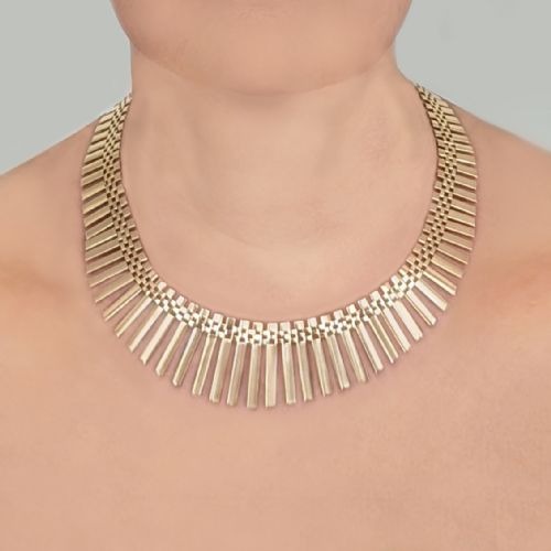 18CT GOLD NECKLACE ITALIAN CLEOPATRA 1960S GRADUATED FRINGE VINTAGE NECKLACE 48GRAMS - ADDITIONAL PHOTO 1