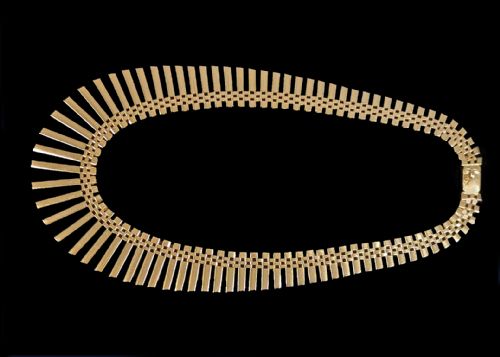 18CT GOLD NECKLACE ITALIAN CLEOPATRA 1960S GRADUATED FRINGE VINTAGE NECKLACE 48GRAMS - ADDITIONAL PHOTO 6
