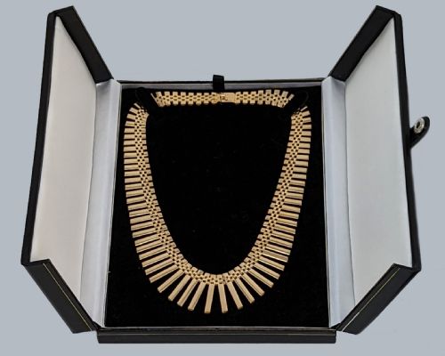 18CT GOLD NECKLACE ITALIAN CLEOPATRA 1960S GRADUATED FRINGE VINTAGE NECKLACE 48GRAMS - ADDITIONAL PHOTO 7