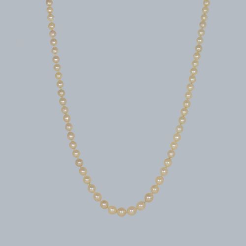 ANTIQUE PEARL NECKLACE OLD CUT DIAMOND CLASP 1920S SINGLE STRAND VINTAGE PEARLS - ADDITIONAL PHOTO 2