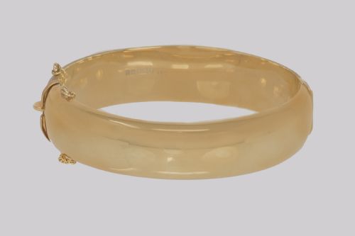VINTAGE 1960S CROPP FARR SAPPHIRE BANGLE WIDE HEAVY 27G 9CT GOLD HALLMARKED BIRMINGHAM 1967 - ADDITIONAL PHOTO 8