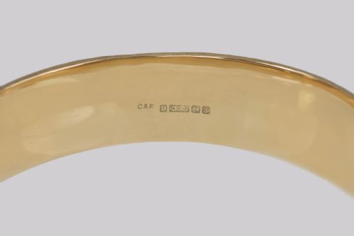 VINTAGE 1960S CROPP FARR SAPPHIRE BANGLE WIDE HEAVY 27G 9CT GOLD HALLMARKED BIRMINGHAM 1967 - ADDITIONAL PHOTO 10