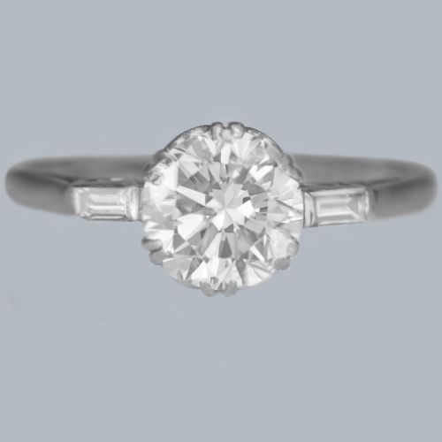 SOLITAIRE ENGAGEMENT RING WITH GEM LAB REPORT 144CT DIAMOND ART DECO PLATINUM RING - ADDITIONAL PHOTO 1