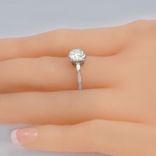 SOLITAIRE ENGAGEMENT RING WITH GEM LAB REPORT 144CT DIAMOND ART DECO PLATINUM RING - ADDITIONAL PHOTO 3