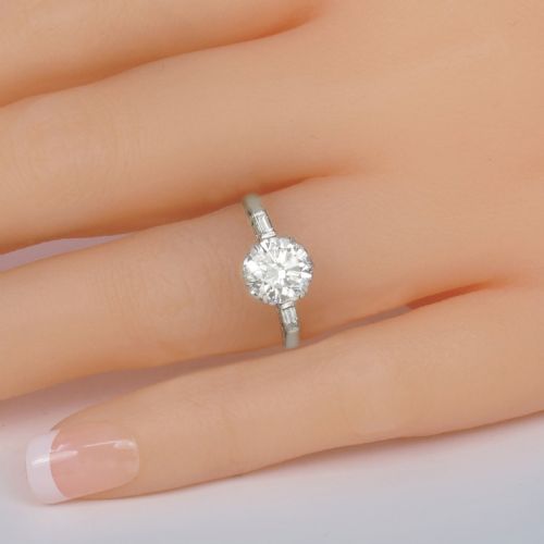SOLITAIRE ENGAGEMENT RING WITH GEM LAB REPORT 144CT DIAMOND ART DECO PLATINUM RING - ADDITIONAL PHOTO 9