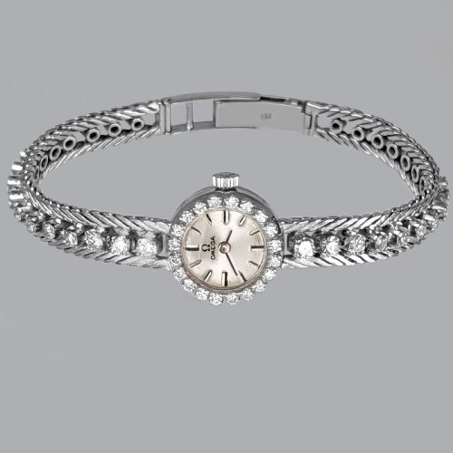 OMEGA DIAMOND WATCH 18CT GOLD VINTAGE 1960S MANUAL WIND LADIES BRACELET WATCH - ADDITIONAL PHOTO 5