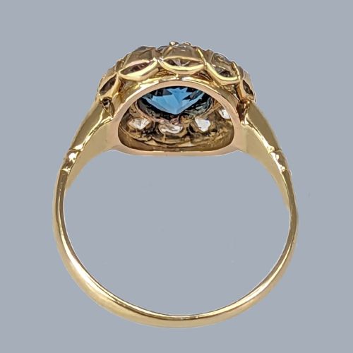 VINTAGE 10CT OLD CUT DIAMOND TOPAZ CLUSTER RING 18CT GOLD VICTORIAN STYLE RING 1950S RING - ADDITIONAL PHOTO 3