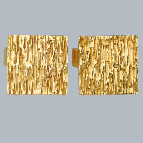 VINTAGE ROY KING CUFFLINKS 18CT GOLD BARK TEXTURE DESIGN LONDON 1962 BRITISH HALLMARKED - ADDITIONAL PHOTO 13