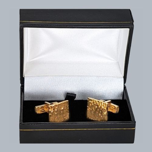 VINTAGE ROY KING CUFFLINKS 18CT GOLD BARK TEXTURE DESIGN LONDON 1962 BRITISH HALLMARKED - ADDITIONAL PHOTO 14
