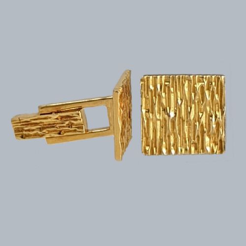VINTAGE ROY KING CUFFLINKS 18CT GOLD BARK TEXTURE DESIGN LONDON 1962 BRITISH HALLMARKED - ADDITIONAL PHOTO 17