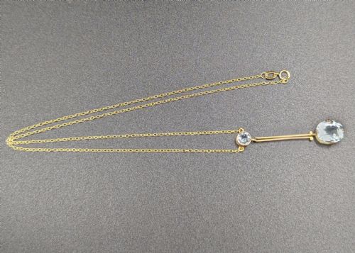 ANTIQUE EDWARDIAN AQUAMARINE DROP NECKLACE 9CT GOLD VINTAGE CIRCA 1910 PENDANT - ADDITIONAL PHOTO 4