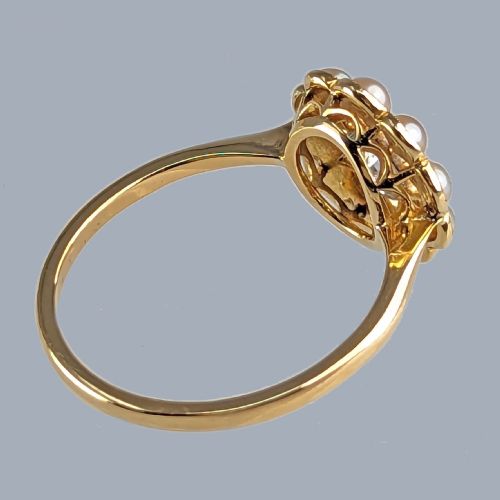 ANTIQUE EDWARDIAN PEARL AND DIAMOND CLUSTER RING 18CT GOLD AND PLATINUM CIRCA 1910 - ADDITIONAL PHOTO 5