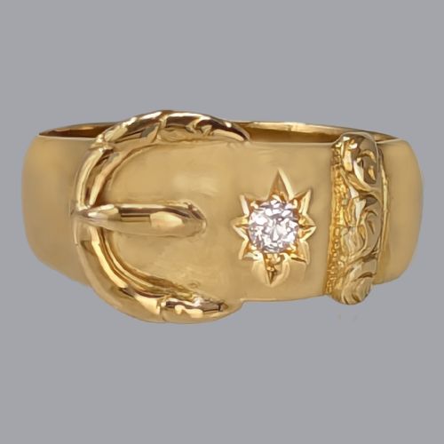 VICTORIAN 18CT GOLD DIAMOND BUCKLE RING ANTIQUE CHESTER HALLMARKED 55 GRAMS - ADDITIONAL PHOTO 1