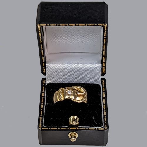 VICTORIAN 18CT GOLD DIAMOND BUCKLE RING ANTIQUE CHESTER HALLMARKED 55 GRAMS - ADDITIONAL PHOTO 4
