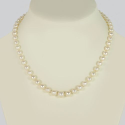 ART DECO PEARL NECKLACE 9CT WHITE GOLD DIAMOND CLASP SINGLE STRAND PEARLS CIRCA 1920 - ADDITIONAL PHOTO 1