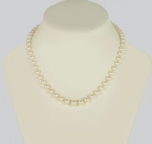 ART DECO PEARL NECKLACE 9CT WHITE GOLD DIAMOND CLASP SINGLE STRAND PEARLS CIRCA 1920 - ADDITIONAL PHOTO 9