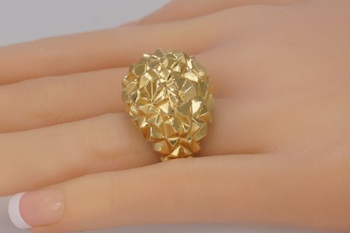 EXQUISITE VINTAGE KUTCHINSKY BOMB RING 18CT GOLD LONDON 1967 UK RING SIZE I ADJUSTABLE UP TO S - ADDITIONAL PHOTO 3