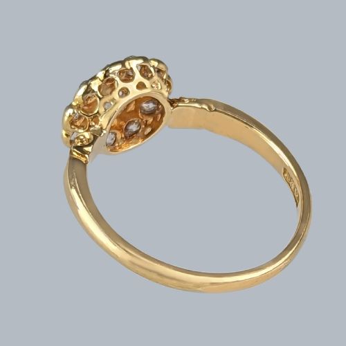 ANTIQUE EDWARDIAN DIAMOND CLUSTER RING ORNATE 18CT GOLD OLD CUT DIAMONDS RING C1910 VINTAGE ENGAGEMENT RING - ADDITIONAL PHOTO 7