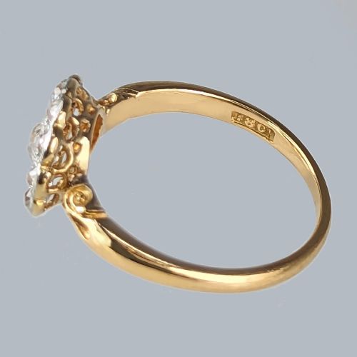 ANTIQUE EDWARDIAN DIAMOND CLUSTER RING ORNATE 18CT GOLD OLD CUT DIAMONDS RING C1910 VINTAGE ENGAGEMENT RING - ADDITIONAL PHOTO 9