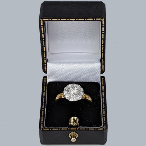 ANTIQUE EDWARDIAN DIAMOND CLUSTER RING ORNATE 18CT GOLD OLD CUT DIAMONDS RING C1910 VINTAGE ENGAGEMENT RING - ADDITIONAL PHOTO 10