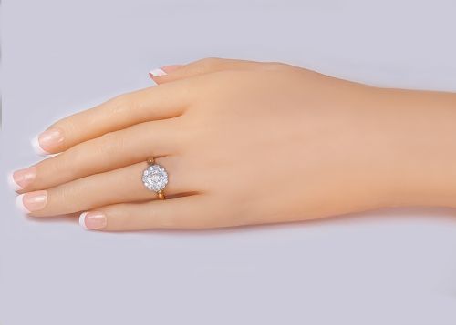 ANTIQUE EDWARDIAN DIAMOND CLUSTER RING ORNATE 18CT GOLD OLD CUT DIAMONDS RING C1910 VINTAGE ENGAGEMENT RING - ADDITIONAL PHOTO 11