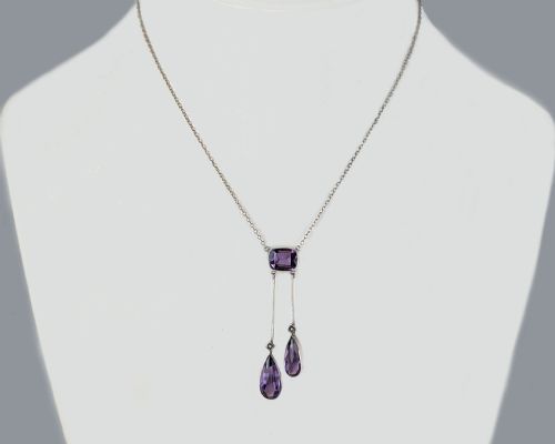 EXQUISITE EDWARDIAN AMETHYST AND PEARL NEGLIG NECKLACE 18CT GOLD PENDANT CIRCA 1910 - ADDITIONAL PHOTO 5