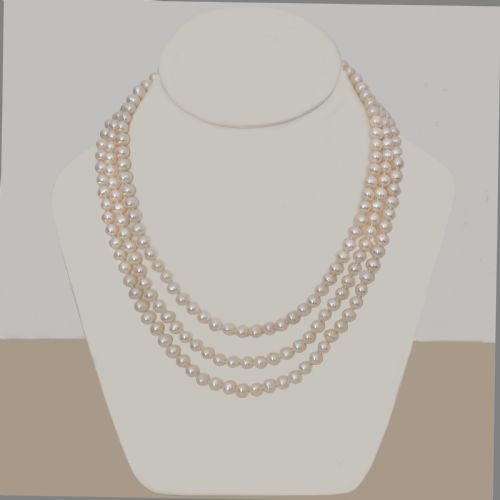 vintage triple strand pearl necklace 14ct gold ornate clasp three strand 1960s pearls - CATEGORY: ANTIQUE JEWELLERY - DATED 1960