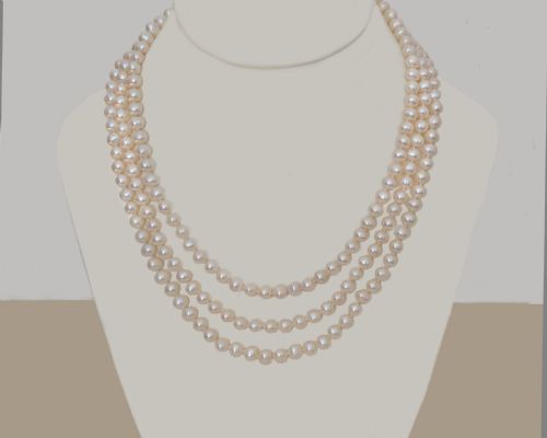 VINTAGE TRIPLE STRAND PEARL NECKLACE 14CT GOLD ORNATE CLASP THREE STRAND 1960S PEARLS - ADDITIONAL PHOTO 5
