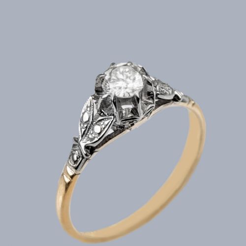 1920S DIAMOND SOLITAIRE ENGAGEMENT RING VINTAGE18CT GOLD AND PLATINUM ANTIQUE RING - ADDITIONAL PHOTO 2