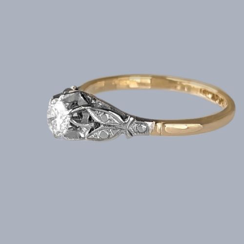 1920S DIAMOND SOLITAIRE ENGAGEMENT RING VINTAGE18CT GOLD AND PLATINUM ANTIQUE RING - ADDITIONAL PHOTO 3