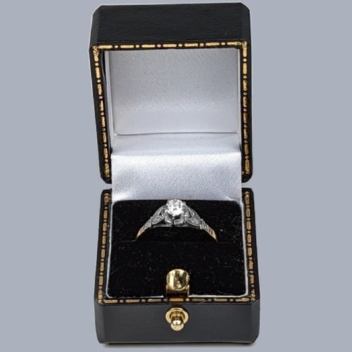 1920S DIAMOND SOLITAIRE ENGAGEMENT RING VINTAGE18CT GOLD AND PLATINUM ANTIQUE RING - ADDITIONAL PHOTO 7