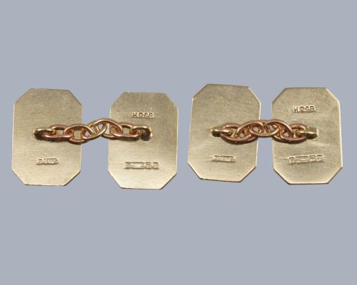 VINTAGE 9CT GOLD CUFFLINKS BY HENRY GRIFFITHS BIRMINGHAM 1966 HALLMARKED ART DECO STYLE - ADDITIONAL PHOTO 1