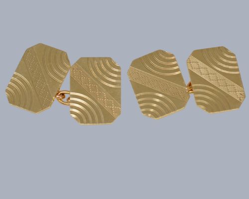 VINTAGE 9CT GOLD CUFFLINKS BY HENRY GRIFFITHS BIRMINGHAM 1966 HALLMARKED ART DECO STYLE - ADDITIONAL PHOTO 3