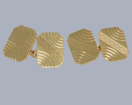 VINTAGE 9CT GOLD CUFFLINKS BY HENRY GRIFFITHS BIRMINGHAM 1966 HALLMARKED ART DECO STYLE - ADDITIONAL PHOTO 4