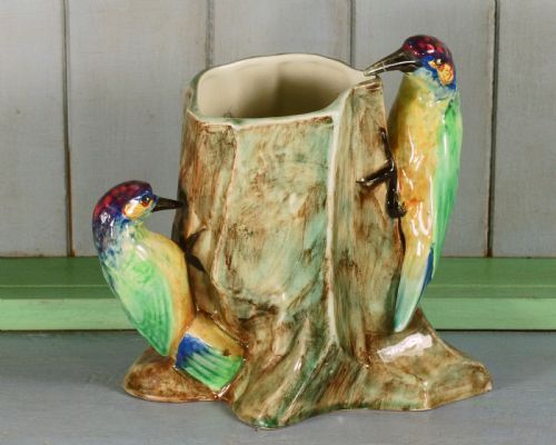 RADFORD WOODPECKERS VASE HANDPAINTED PAUL DUBOIS ART DECO RARE VASE 812 HIGH - ADDITIONAL PHOTO 6
