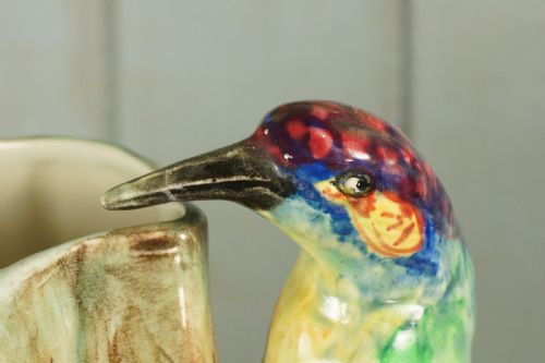 RADFORD WOODPECKERS VASE HANDPAINTED PAUL DUBOIS ART DECO RARE VASE 812 HIGH - ADDITIONAL PHOTO 12