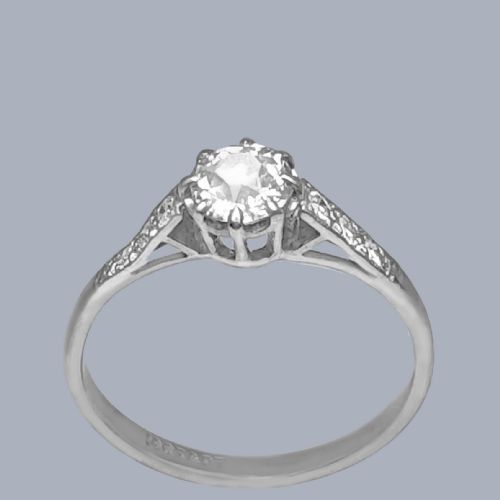 ANTIQUE EDWARDIAN DIAMOND SOLITAIRE ENGAGEMENT RING 18CT WHITE GOLD PLATINUM C1910 - ADDITIONAL PHOTO 1