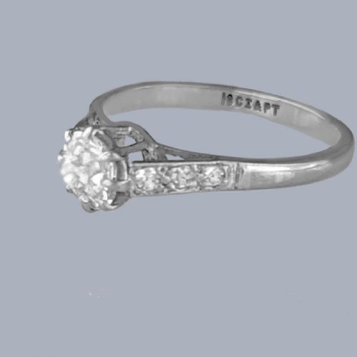 ANTIQUE EDWARDIAN DIAMOND SOLITAIRE ENGAGEMENT RING 18CT WHITE GOLD PLATINUM C1910 - ADDITIONAL PHOTO 3