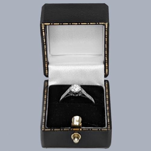 ANTIQUE EDWARDIAN DIAMOND SOLITAIRE ENGAGEMENT RING 18CT WHITE GOLD PLATINUM C1910 - ADDITIONAL PHOTO 5