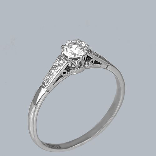 VINTAGE 1930S DIAMOND SOLITAIRE ENGAGEMENT RING 18CT GOLD PLATINUM - ADDITIONAL PHOTO 1