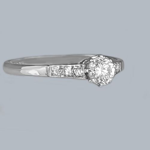 VINTAGE 1930S DIAMOND SOLITAIRE ENGAGEMENT RING 18CT GOLD PLATINUM - ADDITIONAL PHOTO 2
