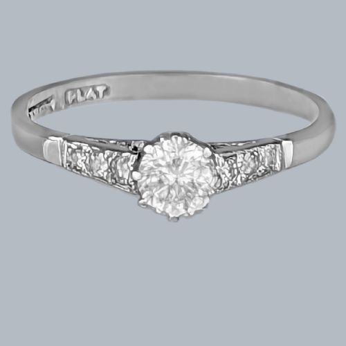 VINTAGE 1930S DIAMOND SOLITAIRE ENGAGEMENT RING 18CT GOLD PLATINUM - ADDITIONAL PHOTO 4