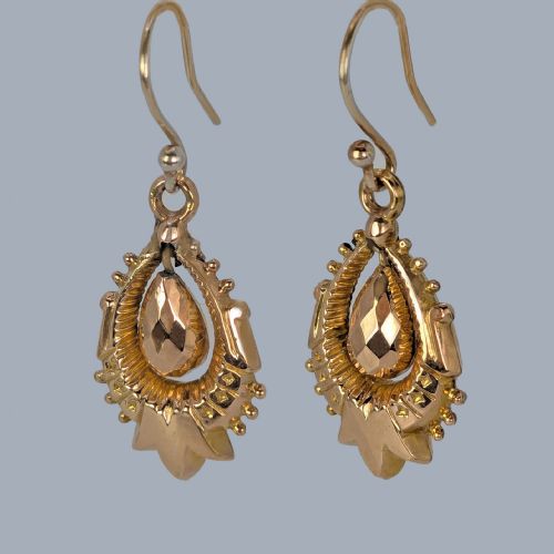 VICTORIAN 9CT GOLD DANGLE EARRINGS ANTIQUE ARTICULATED 15 DROP EARRINGS CIRCA 1890 - ADDITIONAL PHOTO 1