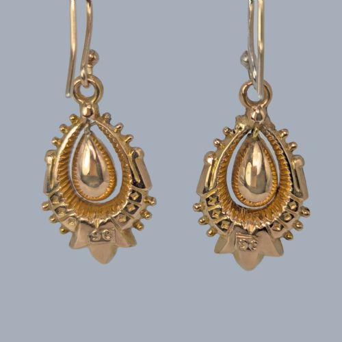 VICTORIAN 9CT GOLD DANGLE EARRINGS ANTIQUE ARTICULATED 15 DROP EARRINGS CIRCA 1890 - ADDITIONAL PHOTO 2