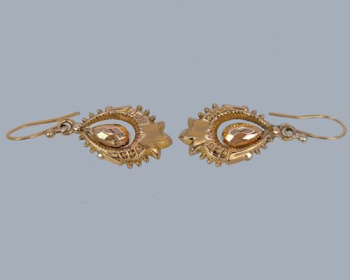 VICTORIAN 9CT GOLD DANGLE EARRINGS ANTIQUE ARTICULATED 15 DROP EARRINGS CIRCA 1890 - ADDITIONAL PHOTO 3