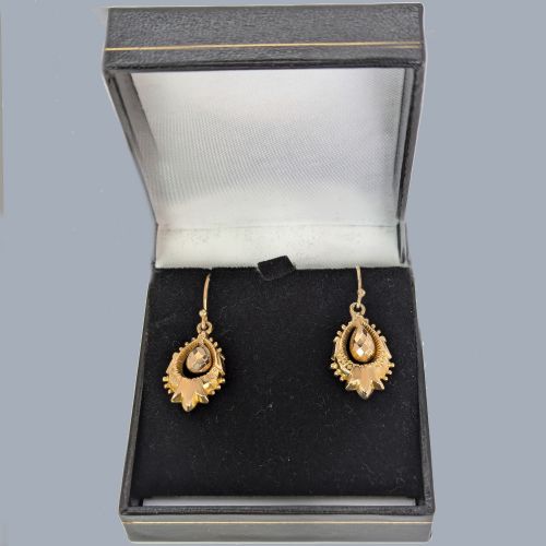 VICTORIAN 9CT GOLD DANGLE EARRINGS ANTIQUE ARTICULATED 15 DROP EARRINGS CIRCA 1890 - ADDITIONAL PHOTO 5
